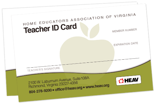 HEAV homeschool ID card teacher