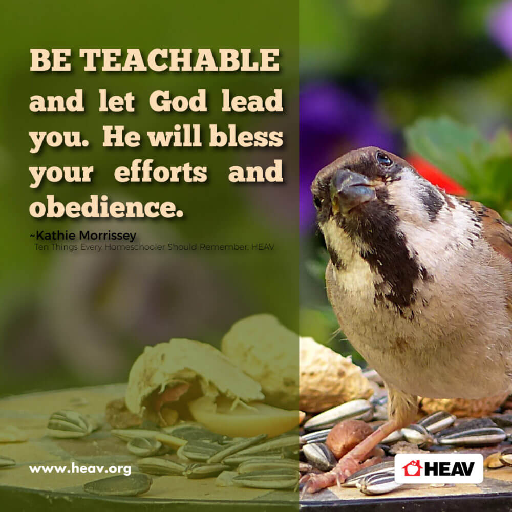Be teachable and let God lead you. He will bless your efforts and obedience.