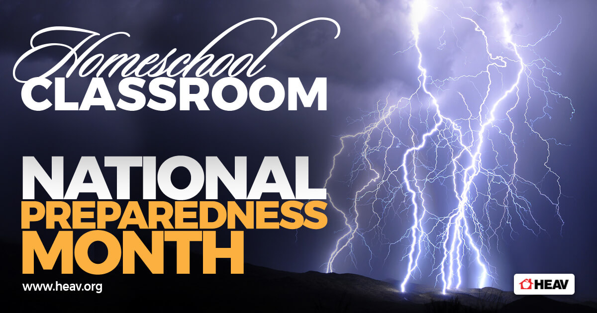 homeschool classroom national preparedness month-lightening strikes on dark sky