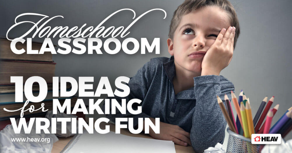 homeschool-classroom- 10 ideas for making writing fun- bored kid thinking with head on hand