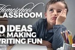 homeschool classroom- 10 ideas for making writing fun- bored kid thinking with head on hand
