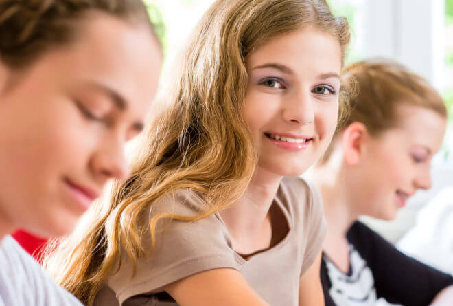 Girl taking end-of-year test
