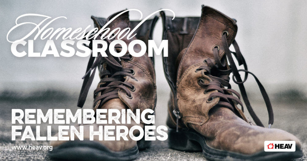 remembering fallen heros - homeschool classroom - worn battle boots