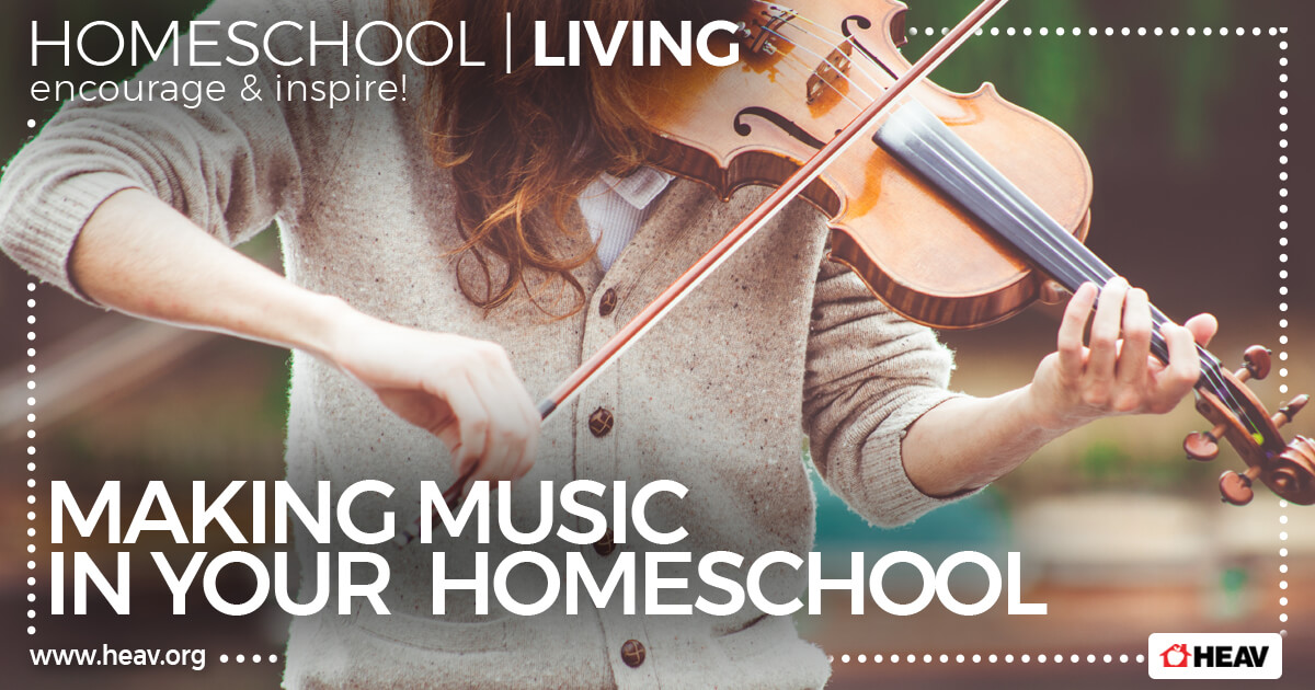 making music-homeschool living-girl playing violin