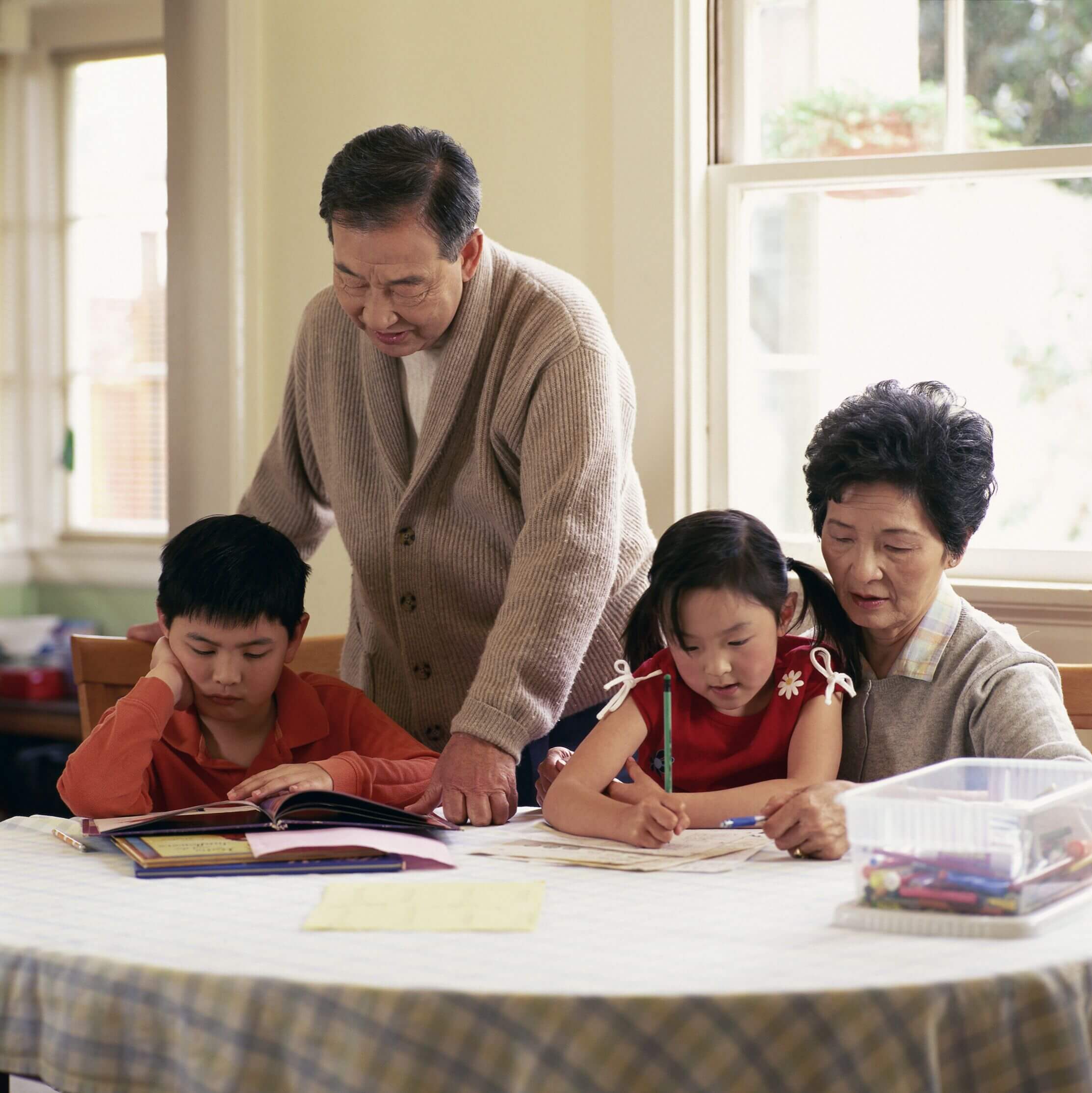 grandparents and grandchildren learning at home - benefits of homeschooling