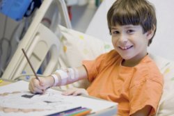 ill sick boy in hospital bed coloring - homeschooling problems